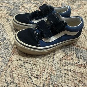 Vans Kids' Black and Blue Velcro Sneakers